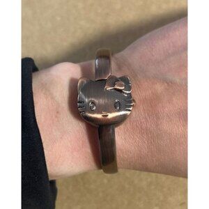 Christian Ricard Hello Kitty Cuff Bracelet Bangle Watch Brown/Rose NEEDS BATTERY